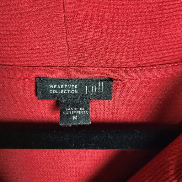 J Jill Wearever Collection Dress Medium Red Ribbed Cowl Neck Stretch Career - Picture 5 of 9